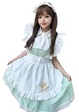[OMZIN] メイド服 コスプレ ロリータ ワンピース セット 可愛い レディース コスプレ 半袖 蝶結ぶ パーティー イベント 演出服 グリーン M