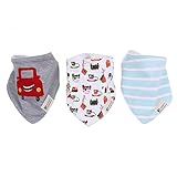 Meily バンダナ 型 赤ちゃんのトライアングルよだれかけ コットン 3枚組セット (Bus)