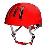 SunniMix ヘルメット 登山用 EPS+PC製 防護帽 キャンプ アウトドア 装備 サイズ調整可能 安全保護 サイクリング 消防救援 洞窟探検 自転車などに適用 全4色 - 赤