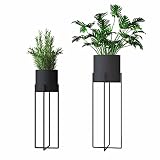 フラワースタンド植物ポットラックメタル屋内リビングルームバルコニー装飾ディスプレイシェルフフロアサポートスタンド屋外プランターホルダーハーブ盆栽アイアンアートシンプル（色：黒） (サイズ さいず : 