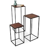 LOWYA （ロウヤ） テーブル サイドテーブル コンソールテーブル スチールフレーム ディスプレイテーブル 展示 おしゃれ 3点セット 正方形 ウォルナット/ブラック