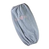 XIKA レディース あったか腕カバー 刺繍 ベロア 防寒 袖汚れ防止 掃除 キッチン 秋冬用 アームカバー ロング丈 4色 (ベビーブルー)