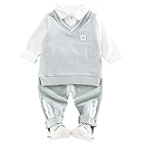 YY-Natuhi ベビー服 子供服 男の子 シャツ チョッキ 長ズボン 上下三点セット 長袖 フォーマル トレーナー スポーツウェア セットアップ キッズ服 秋冬 新生児 ボーイズ パンツ (100