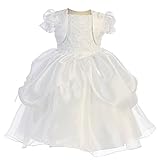 Angels Garment Baby Girlsホワイトピックアップスパンコールオーガンザ洗礼ドレス6 – 12 M カラー: ホワイト