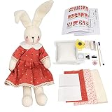 大人と子供の人形作りキット、DIYのぬいぐるみ縫製キット、かわいい動物の人形、女の子へのプレゼント、手作りの人形工芸キット。 (ラビットガール)