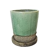 インテリアポット ヴィフポット ミントグリーン 15cm　皿付 ／植木鉢