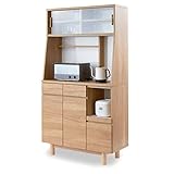 LOWYA（ロウヤ）食器棚 キッチン収納 レンジ台 カップボード ガラス扉 開梱設置無料 大川産家具 日本製 幅100㎝