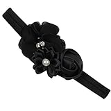 QIAONAI キッズ 赤ちゃん　女の子　ヘアバンド 　カチューシャ ベビー　ヘッドバンド　ヘアアクセサリー 写真撮影 小道具 髪飾り 出産祝い お宮参り　誕生日 (ブラック)