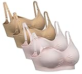 iLoveSIA (アイラブシア) マタニティ ブラジャー 2Wayオープン ノンワイヤー 4枚セット ピンク+ピンク+ベージュ+ベージュ M