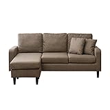 エア・リゾーム ソファー 3人掛け L字 カウチソファー ローソファー クッション付き コーナーソファ adel(アデル) ブラウン