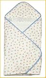 エンゼル 日本製 ベビー服 綿ニットキルトの柔らかなアフガン(おくるみ) ブルー 80cmx80cm