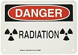 Brady 129270 Radiation and Laser Sign, Legend "Radiation", 7" Height, 10" Width, Black and Red on Wh