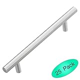 Lizavo 701-128SN Satin Nickel Cabinet Hardware Solid Euro Style T-bar Handle Pull- 5" (128mm) Hole C