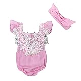 PER ベビー服　カバーオール ロンパース 夏装　子供服　ロンパース＆ヘッドバンド　2点セットレース　花柄　ベビー 幼児　女の子 (100)