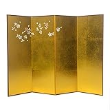 かみもん 四曲屏風 金無地 桜 30cm(XL) 開いた時に縦30×40.2cm b4-muji30-sa