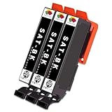 【TAKEYUKI】SAT-BK 3本セット サツマイモ ブラック 互換インクカートリッジ 互換品 互換用 インク SAT-6CL 純正品併用 増量 大容量 ICチープ搭載 残量表示 個包装 対応機種：EP-712A EP-713A EP-714A EP-715A EP-812A EP-813A EP-814A EP-815A インク