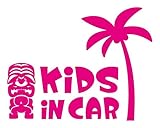 Sticker Shop Haru KIDS ＩＮ CAR ステッカー ティキ像とヤシの木 20cm ピンク