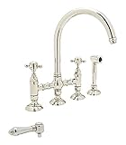 Rohl A1461LMWSPN-2 8338230.224 Bridge Faucet with Side Spray and Metal Lever H, Polished Nickel, Pol