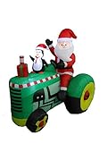 5.3足TallクリスマスインフレータブルサンタクロースドライブTractor with Penguin庭デコレーション