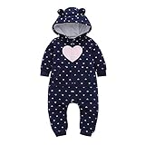 Fheaven (TM) Clearance 幼児 赤ちゃん 男の子 女の子 服 フリース 厚手 ハート ジッパー フード付きロンパース ジャンプスーツ 服 9-12 Months