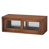 カウンター上収納ラック ( キッチン収納 スパイスラック ) 幅60cm 木製 ガラス引き戸付き カントリー調 ライトブラウン