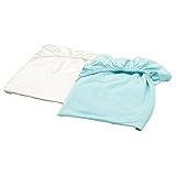 IKEA LEN 20319813 ボックスシーツ ベビーベッド用 60x120 cm ホワイト ターコイズ 2枚セット