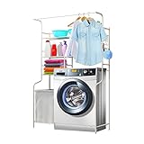 WENZHE 風呂用 ラック トレイ ホルダー シャワー ラック コーナー 棚 ランドリーラック 汚れた服のバスケット フロアタイプ 白、 110 * 40 * 165cm