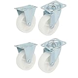uxcell 剛体キャスターホイール　単一ホイール　2剛体　2スイベル　メタル・トッププレート　4 in 1