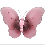 Hangingバタフライブラウンピンクツートンカラーメッシュナイロン蝶デコレーション装飾赤ちゃん保育園寝室女の子部屋天井壁装飾結婚式誕生日パーティーベビーシャワーバスルームキッズChilds 3dアー