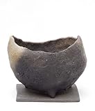 盆栽鉢　炭化焼締鉢（鉢底ネット付）・焼締受皿（８．５ｃｍ）セット