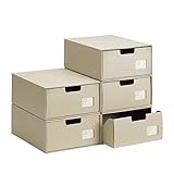 インデックス付きクラフトシューズ収納ボックス5個セット[日本製]　　ナチュラル