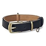 Beanspet 犬用首輪 本革 小型犬 中型犬 大型犬対応 軽量 アンティーク風金具付き レザーカラー スエード裏地付き 6サイズ展開 5色選べる ベーシックモデル (ブラック, XL)