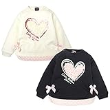 (アイボリー/95cm)ベビー服 女の子 トレーナー 長袖 Dolly Ribbon ドーリーリボン 裏シャギー ハート 立体花モチーフ 箔プリント リボン シャーリング 女児 ベビー