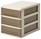 サンコープラスチック 小物収納3段 オーラ 幅25.2×奥35×高28cm ブラウン