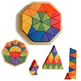 Grimm's Medium Octagon Form Building Set - Wooden Mosaic Block Puzzle, 32 Triangles [並行輸入品]