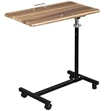 【サンニード】マルチテーブル MT-98 ウォールナット キャスター付き 高さ調節/角度調節可能なサイドテーブル V-S4