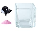 花市場直送便 ミニチュアガラス クジラ ブラック & カラーサンド ラベンダー & 植え込み用グラス ニューブロックS