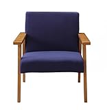 北欧デザイン 木肘ソファ (Snug) １人掛け (ネイビー)
