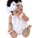 Karchi 子供オールインワン ベビー連体服　無地 　吊りサロペットパンツ 　ベビー ロンパース　レース 女の子用　普段着 カジュアル 可愛い 春夏　全3色 (60, ホワイト)