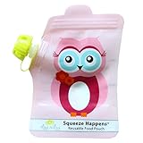 Itzy Ritzy Squeeze Happens Reusable Food Pouches, Pink Owl, 6 Ounce by Itzy Ritzy