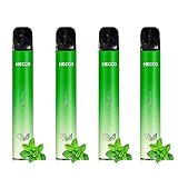 HECCO 電子タバコ シーシャ 8,000回吸引可能電子 メンソール ミント フルーツ フレーバー 使い捨て スティック スターターキット 禁煙グッズ 吸い応え バニラタバコ ニコチンなし vape 爆煙 1本約2000回 4本入れ