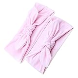 Lovoski 2点セット　ママ　ベビー　親子　蝶結び　ウサギの耳　ヘアバンド　ラップ　ヘッドバンド　髪留め　全8色 - ピンク