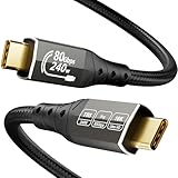 ZIKNYDO 16K for Thunderbolt 5ケーブル 2m、USB C 80Gbpsデータ転送、120Gbps帯域幅、16K/デュアル8K映像出力、PD3.1 240W充電、高耐久ナイロン編組タイプC USB C接続ケーブル、Thunderbolt 4、SSD、MacBook M4 Pro/Max、eGPU、Mac mini M4 Proに適用