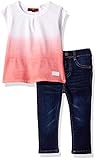 7 For All Mankindベビー女の子Flutter Top and Denim Short Set カラー: ホワイト