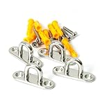 フック 金具 45mmx20mm 4個入り 壁掛けフック 吊り下げ金具 ひっかけフック 金具 固定金具 アイプレート パッドアイ ステンレス製 固定 止め 金具 高強度