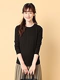 Angeliebe エンジェリーベ マタニティ 授乳口付き 綿混 やわらか フライス クルーネック Tシャツ 妊婦服 産前 産後 長袖 S ～ M ブラック 22070 22070101
