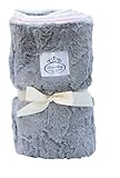 LUXE BABY Cloud Faux Fur Stroller Blanket, Grey/Pink by Luxe Baby