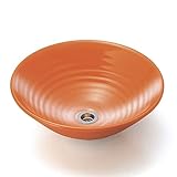 洗面ボール 手洗い鉢 磁器 沙羅 オレンジ白吹き Lサイズ 直径380ミリ