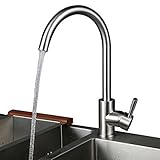 KINSE® ステンレス鋼 キッチン 水栓 水温調節でき 混合水栓 シングルレバー 360°回転可能