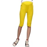 マタニティレギンス　カプリパンツ　ズボン　パンツ　レギンス　妊婦用　イエロー　調整可能なウエスト　XS